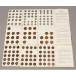 Three sets of British pre decimal coins to include pennies, half pennies, shillings and six pences.