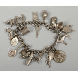 A white metal charm bracelet.