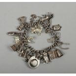 A silver charm bracelet.