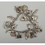 A silver charm bracelet.