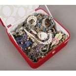 A box of costume jewellery to include beads, bangles, necklaces, bracelets etc.