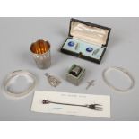 A quantity of Charles Horner silver etc including a pair of cased Art Deco enamelled cufflinks,