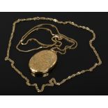 A 9ct gold locket (gross 16.66g) on 9ct gold chain (6.84g) along with another 9ct gold necklace (