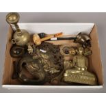 A group of collectables to include ornamental brasswares, pipes etc.