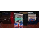 Two boxes and four carry cases of L.P records including The Seekers, Don Mc Lean, James Brown, ABBA,