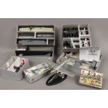 A group of military models including a Diecast metal silver Boeing B17G flying fortress on stand,
