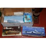 A quantity of semi assembled / un- assembled World War II model plastic kits, mostly boxed including