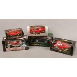 Five boxed Diecast sport cars by Burago, Autoart models Clark Gables limited edition Duesenberg.
