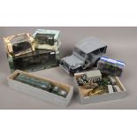 A quantity of mostly Diecast metal model military vehicles, some in boxes including Matchbox,