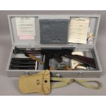 A replica US Navy ships armoury wooden case containing a hand made Thompson .45 calibre sub