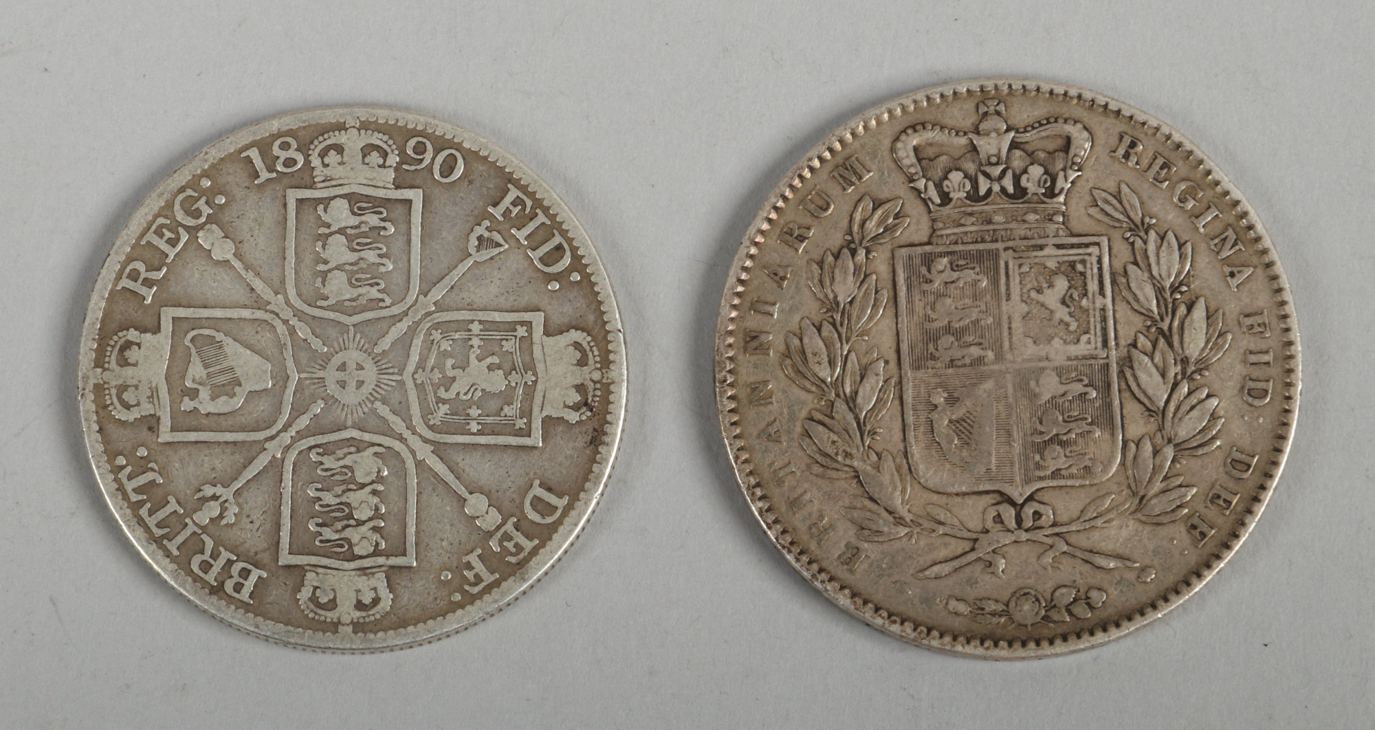 Two Victorian coins young Queens head 1845 and jubilee head crown 1890. - Image 2 of 2