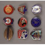 A collection of pin badges to include LNER and Mickey Mouse examples etc.