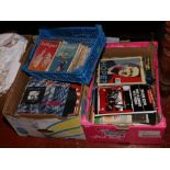 Two boxes of books, magazines and comics to include James Bond, Star Wars, Lilliput, Arena etc.