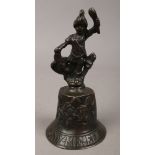 A bronze bell with figural handle after a 17th century original