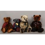 Four jointed Charlie Bears, two named Tick Tock and Harrold.