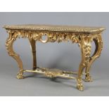 A Georgian giltwood centre table. With gadrooned mouldings, acanthus medallion to the top and raised