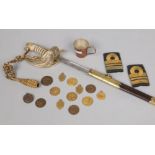 A George VI Royal Navy officers sword in brass mounted scabbard and with case. With shagreen grip,