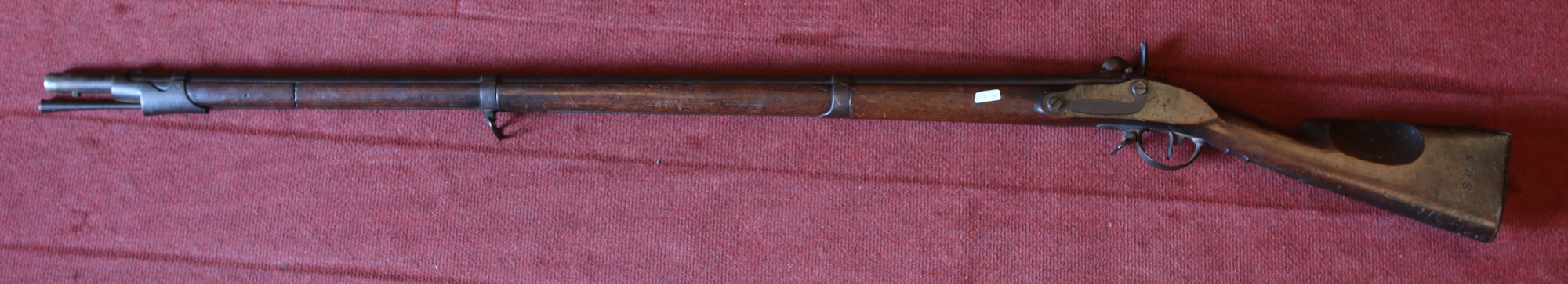 A 19th century French percussion cap musket. With walnut fullstock and socket bayonet. Lock plate - Image 2 of 8