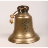 A World War II Air Ministry RAF scramble bell. With broad arrow mark and Air Ministry crown over