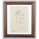 Jean Cocteau (1889-1963) framed print signed in red pencil and numbered IV in blue. Titled; les
