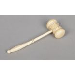 A Victorian turned and carved ivory gavel. Inscribed W. Macgregor, Stirling, March 1869, 17.5cm.