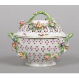 A 19th century Continental porcelain chestnut basket and cover in Worcester style. With naturalistic
