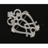 A Scottish openwork silver plaid brooch with engraved scrollwork. Middleton Rettie & Sons, Aberdeen,