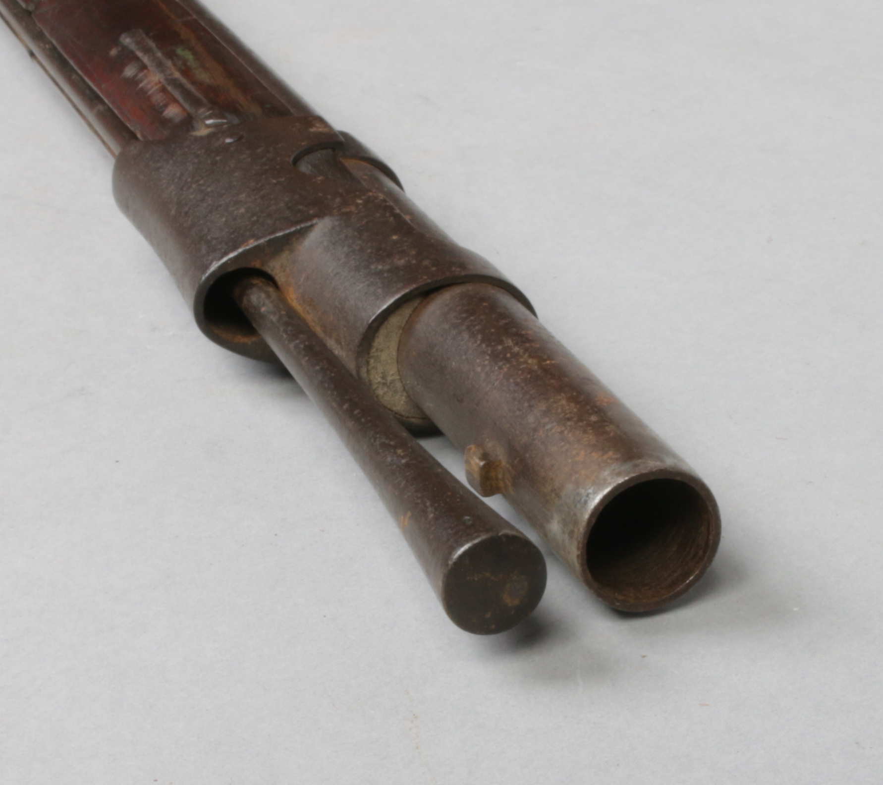 A 19th century French percussion cap musket. With walnut fullstock and socket bayonet. Lock plate - Image 5 of 8