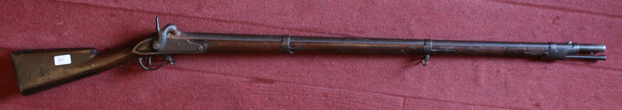A 19th century French percussion cap musket. With walnut fullstock and socket bayonet. Lock plate - Image 3 of 8