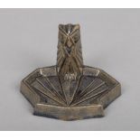An Art Deco Middleton, Leeds pottery ashtray. Surmounted with a stylized model of an owl,