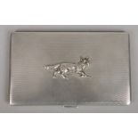 A George V silver cigarette case by Walker & Hall. With engine turned engraving and surmounted