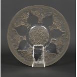 A Rene Lalique Art Deco glass charger. Reverse moulded with the Vases pattern. Moulded R. Lalique