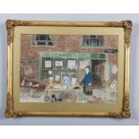 A pair of early 20th century gilt framed watercolours. Scenes at Portobello Road, 24cm x 35cm.