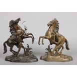 After the Marly horses two 19th century bronze sculptures each formed as a rearing stallion and