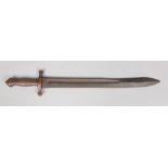 A 19th century artillery short sword with brass hilt. Having fullered blade with serrated back.