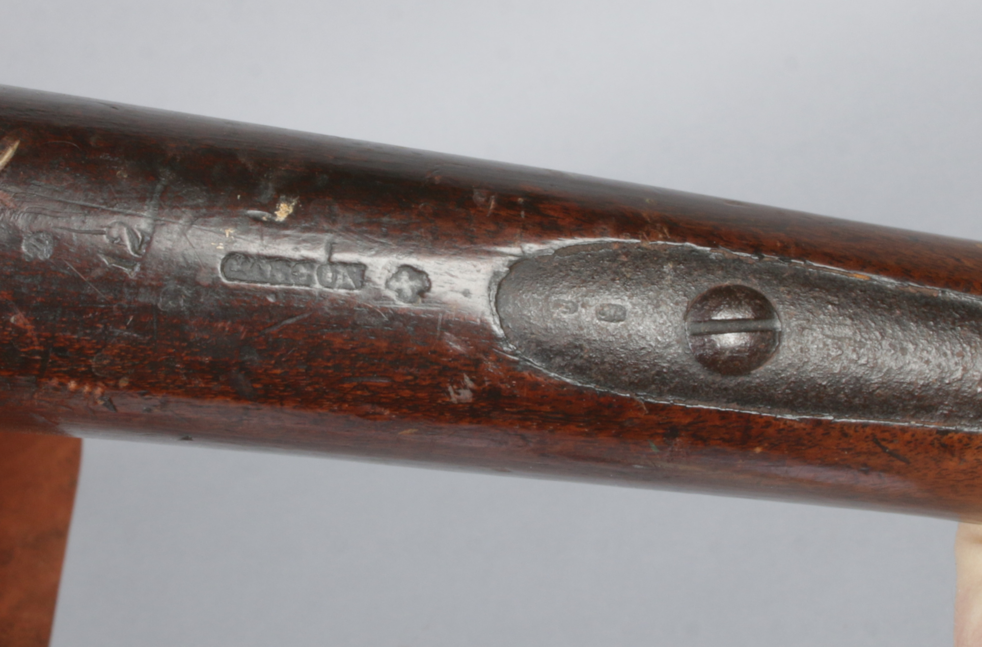 A 19th century French percussion cap musket. With walnut fullstock and socket bayonet. Lock plate - Image 7 of 8