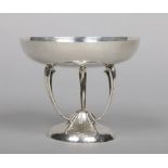 An Arts & Crafts silver pedestal bowl by Lawson & Co. With planished dish and foot and with three