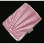 A George V silver and pink guilloche enamel cigarette case by Deakin & Francis Ltd. Assayed