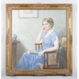 Bertram Walter Priestman R. A. (1868-1951) large gilt framed oil on canvas. Portrait of a lady