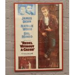 A framed reproduction James Dean Rebel Without a Cause poster by Portal Publications Ltd 70cm x
