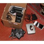 Two pairs of pocket binoculars, Lumix digital camera, Bush personal cassette player and two mobile
