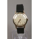 A gentleman's 9ct gold manual Girard Perregaux wristwatch with satin dial and applied baton