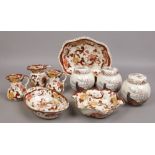 A collection of Masons ironstone decorated in the brown velvet design along with three Masons game