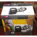 An Earlex Spraystation with 400 watt motor accessories, in original box with instruction booklet.