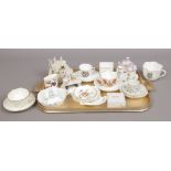 A collection of mostly bone china to include Royal Worcester, Grafton 1908 exhibition cup and