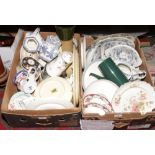 Two boxes of miscellaneous to include Gray's pottery, J & G Meakin, Aynsley, Wood & Sons etc.