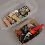 A box of wristwatches, movements, spares etc.