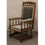 A turned and carved mahogany American rocking chair.