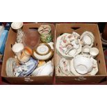 Two boxes of miscellaneous to include Johnson Brothers fresh fruit pattern dinnerwares, tourist