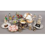 A collection of mainly ceramics including KPM breakfast cup, Samson Chelsea figures, china posies,